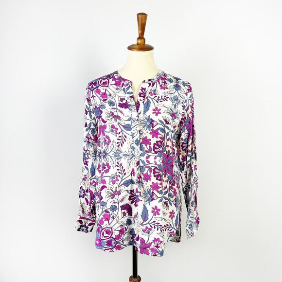 Old Navy purple floral boho top long sleeve shirt Size Small - Picture 4 of 5